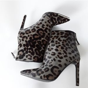 Nine West Leopard Faux Fur Boots 8 EUC